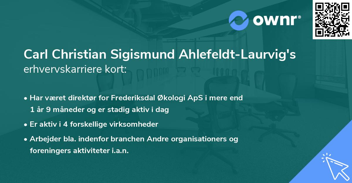 Carl Christian Sigismund Ahlefeldt-Laurvig's erhvervskarriere kort