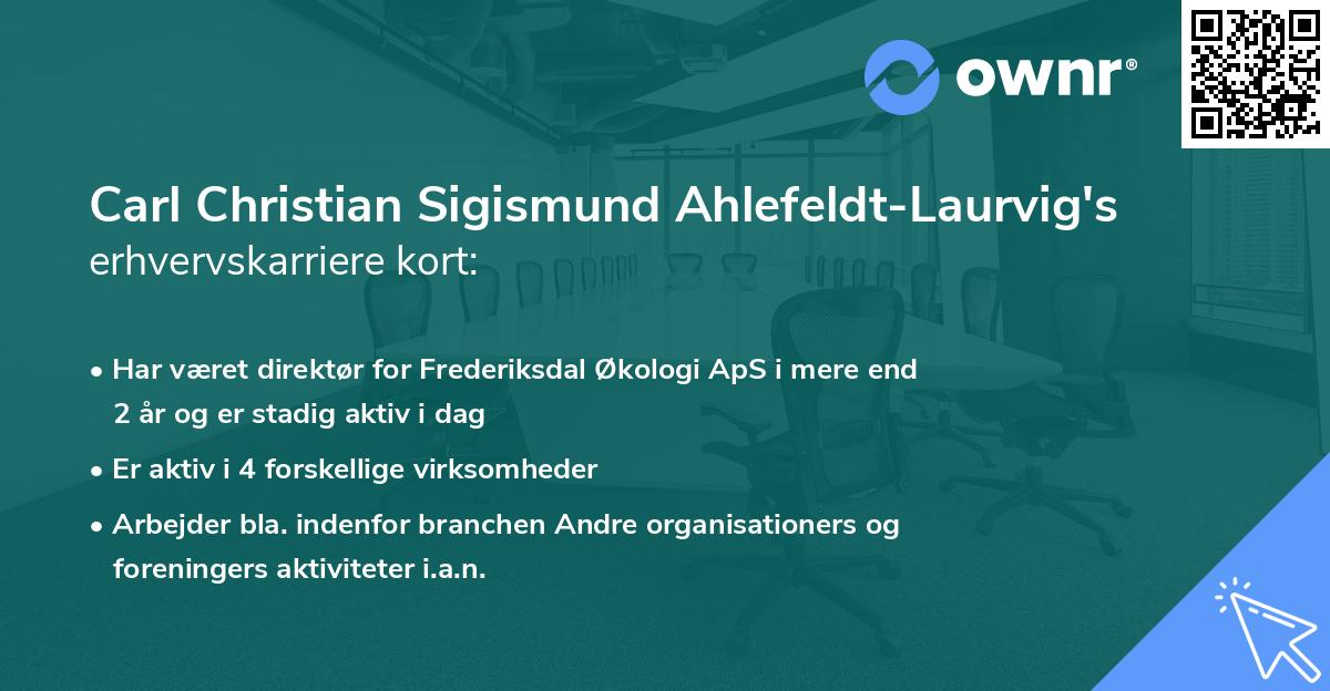 Carl Christian Sigismund Ahlefeldt-Laurvig's erhvervskarriere kort