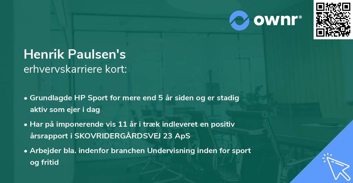 Henrik Paulsen's erhvervskarriere kort