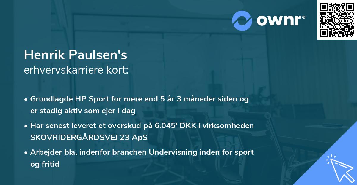 Henrik Paulsen's erhvervskarriere kort