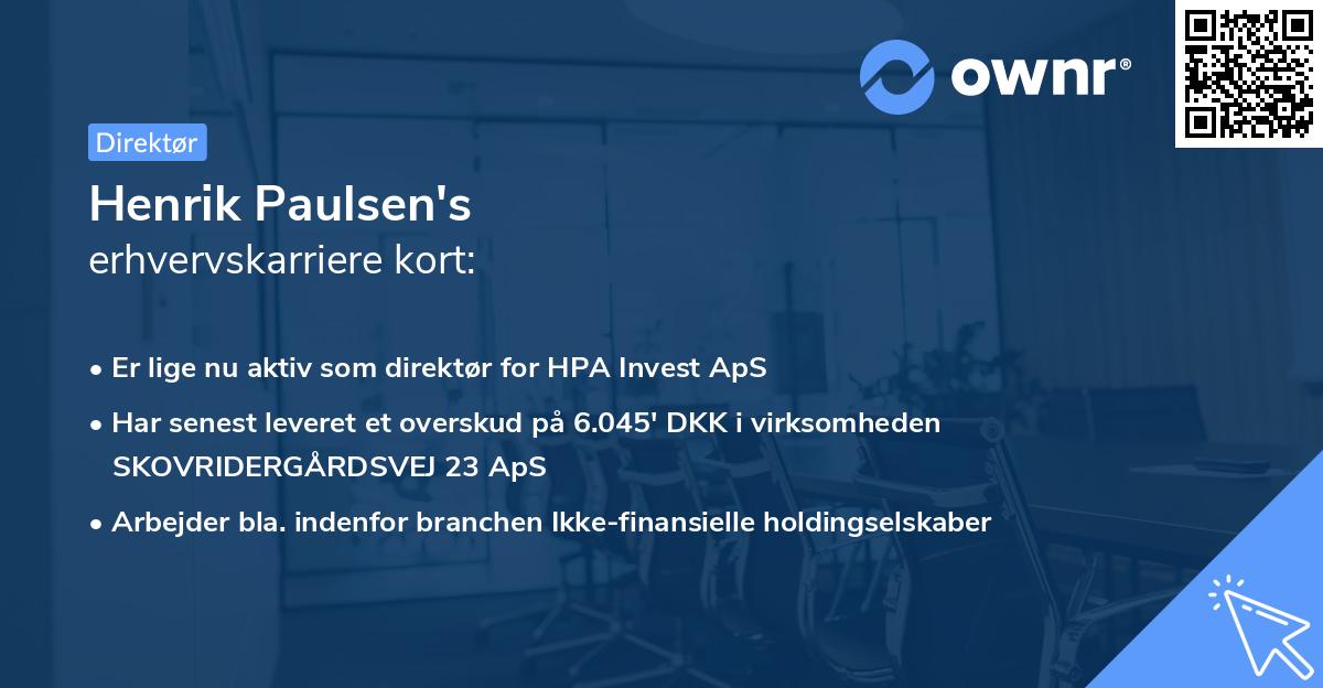 Henrik Paulsen's erhvervskarriere kort