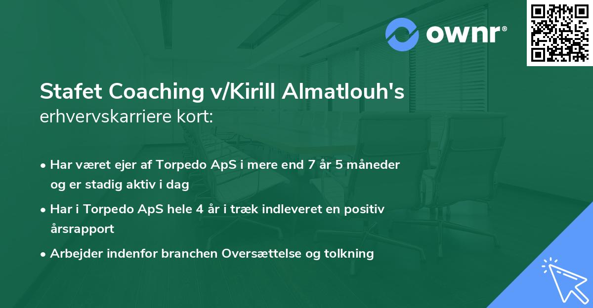 Stafet Coaching v/Kirill Almatlouh's erhvervskarriere kort