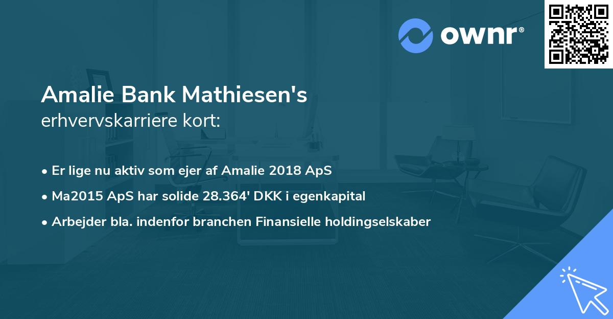 Amalie Bank Mathiesen's erhvervskarriere kort
