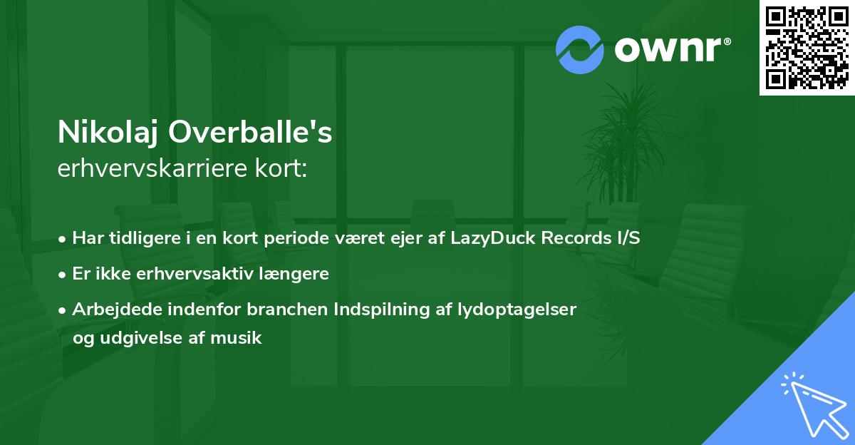 Nikolaj Overballe's erhvervskarriere kort