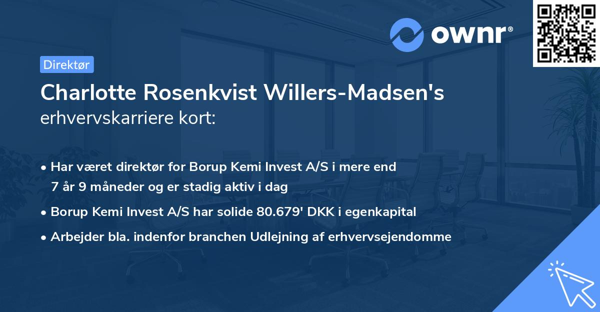 Charlotte Rosenkvist Willers-Madsen's erhvervskarriere kort