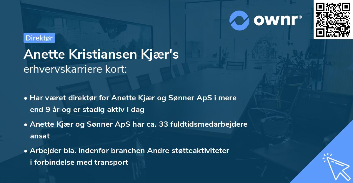 Anette Kristiansen Kjær's erhvervskarriere kort