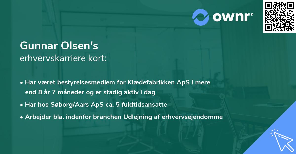 Gunnar Olsen's erhvervskarriere kort