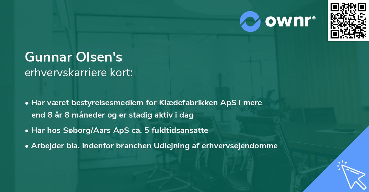 Gunnar Olsen's erhvervskarriere kort