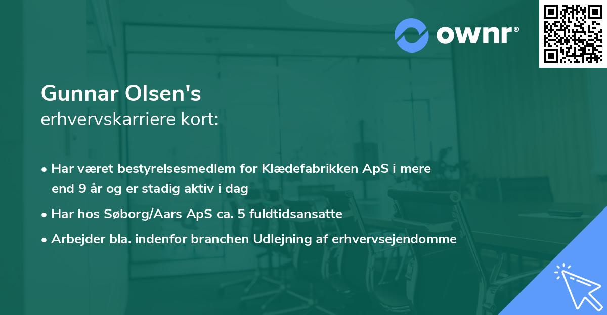 Gunnar Olsen's erhvervskarriere kort