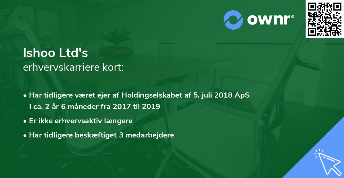 Ishoo Ltd's erhvervskarriere kort