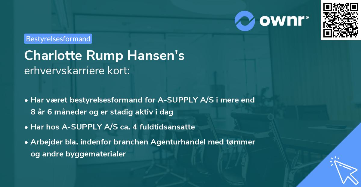 Charlotte Rump Hansen's erhvervskarriere kort
