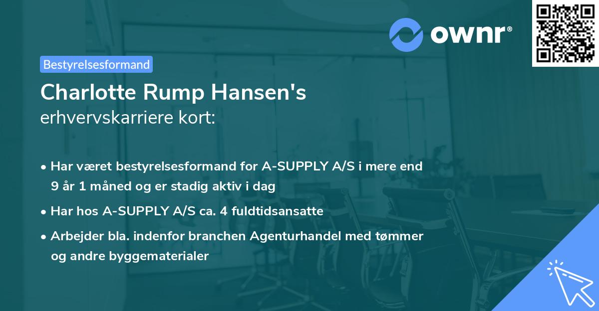 Charlotte Rump Hansen's erhvervskarriere kort