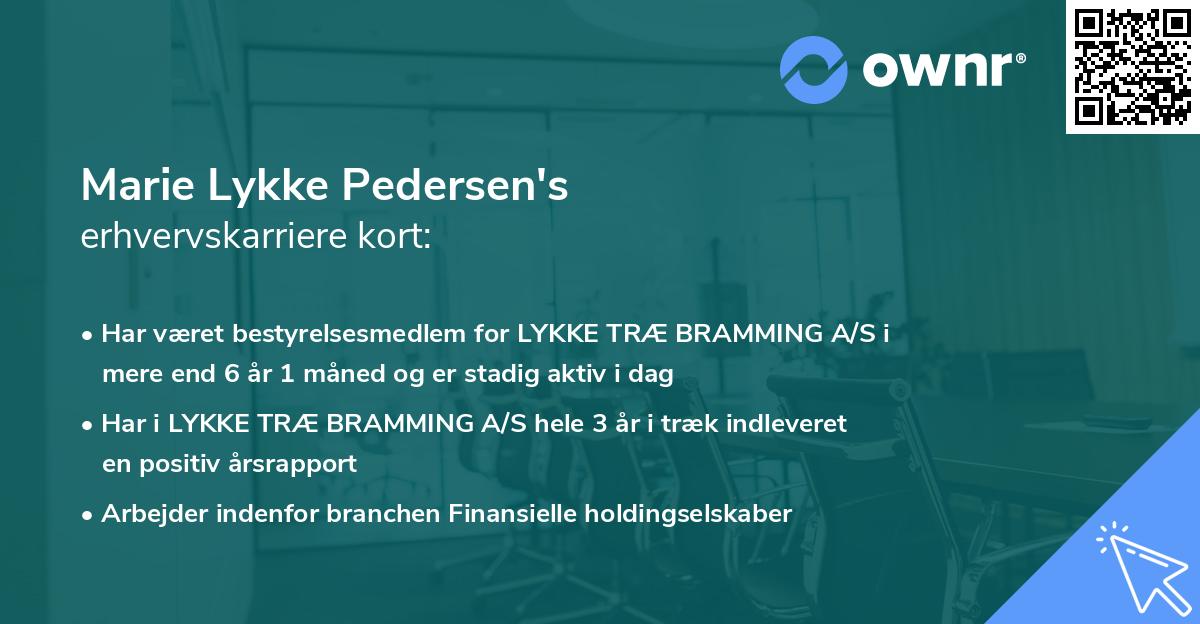 Marie Lykke Pedersen's erhvervskarriere kort
