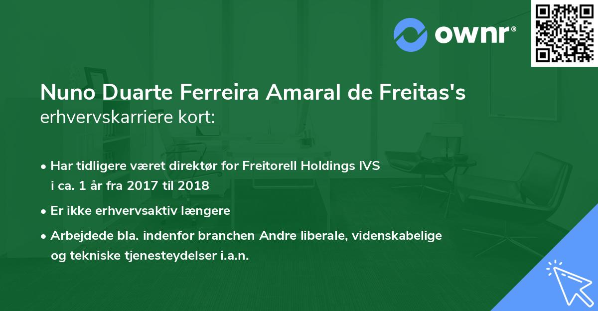 Nuno Duarte Ferreira Amaral de Freitas's erhvervskarriere kort