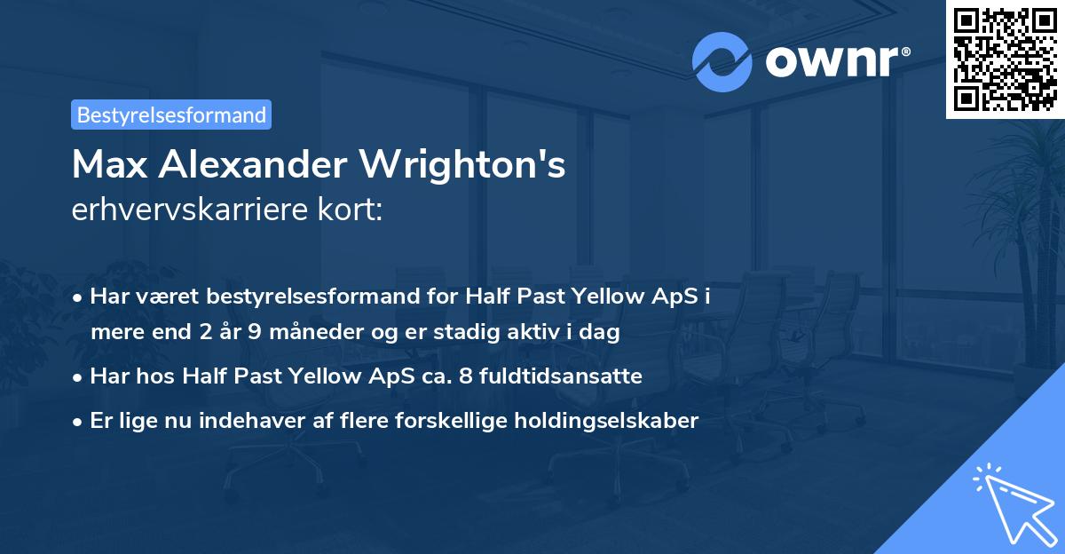 Max Alexander Wrighton's erhvervskarriere kort