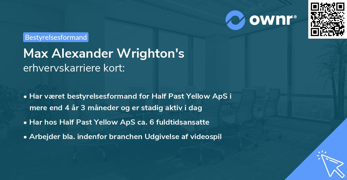 Max Alexander Wrighton's erhvervskarriere kort