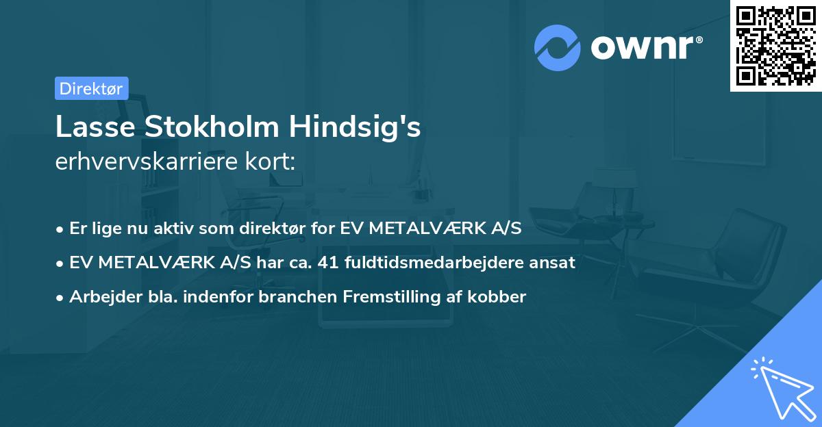 Lasse Stokholm Hindsig's erhvervskarriere kort