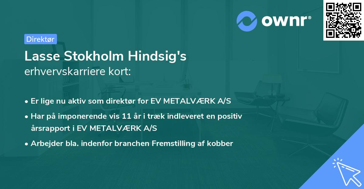 Lasse Stokholm Hindsig's erhvervskarriere kort