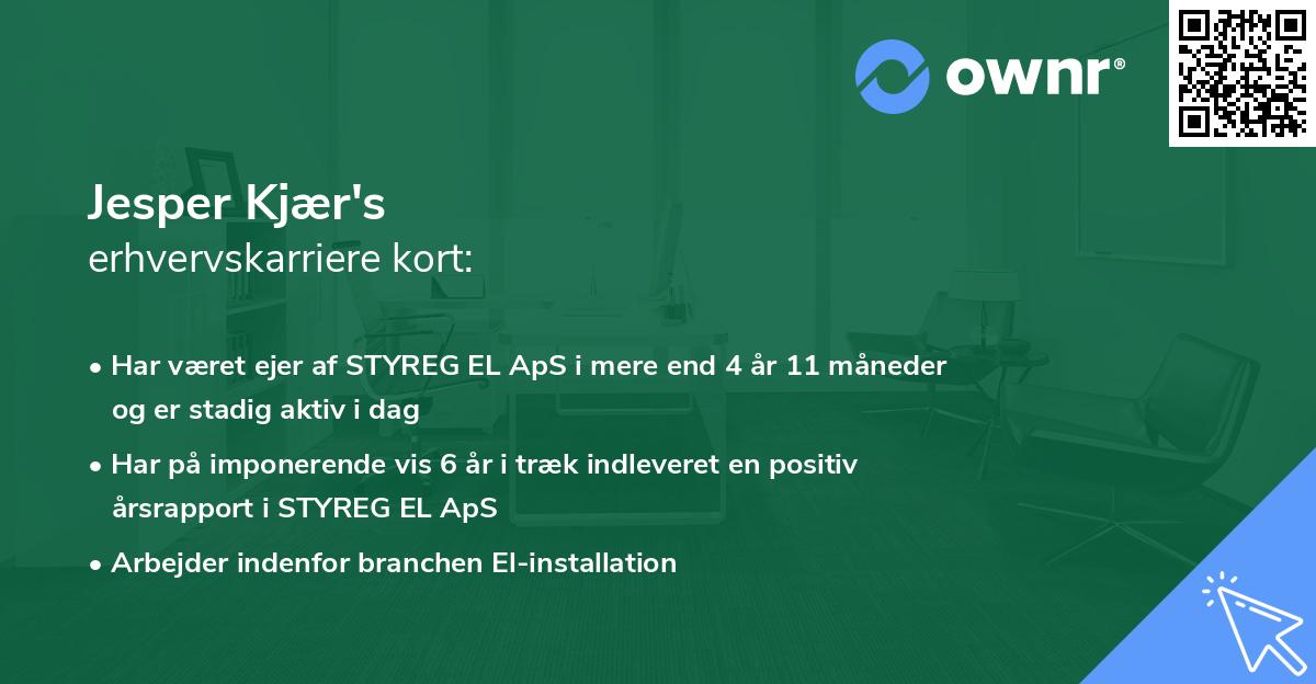 Jesper Kjær's erhvervskarriere kort