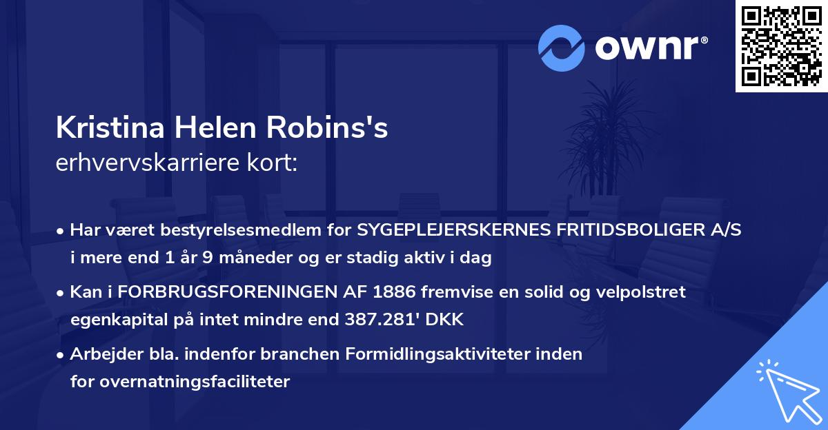 Kristina Helen Robins's erhvervskarriere kort