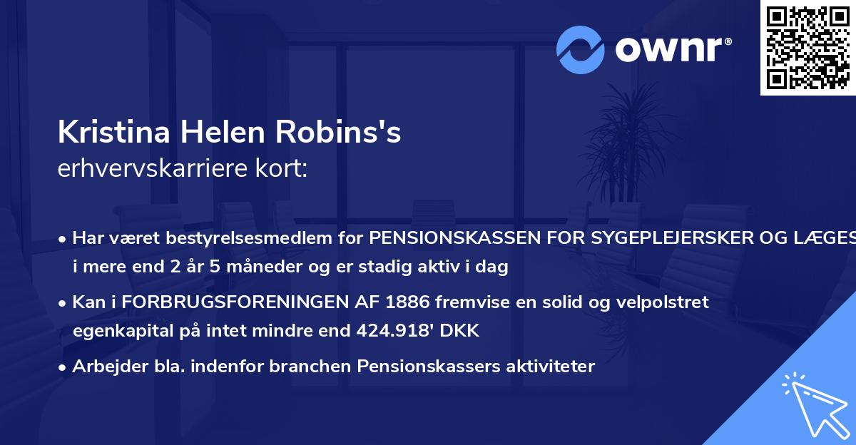 Kristina Helen Robins's erhvervskarriere kort