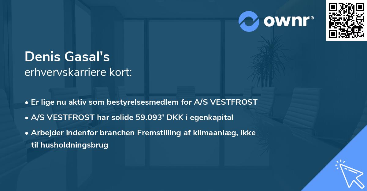 Denis Gasal's erhvervskarriere kort