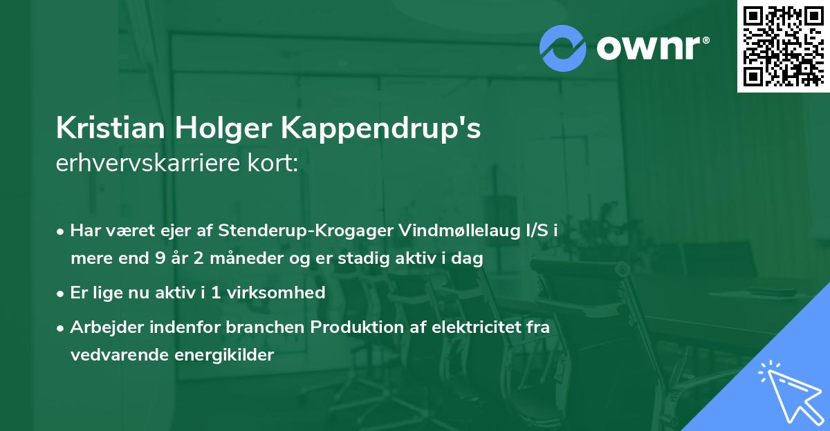 Kristian Holger Kappendrup's erhvervskarriere kort