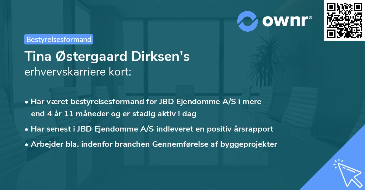 Tina Østergaard Dirksen's erhvervskarriere kort