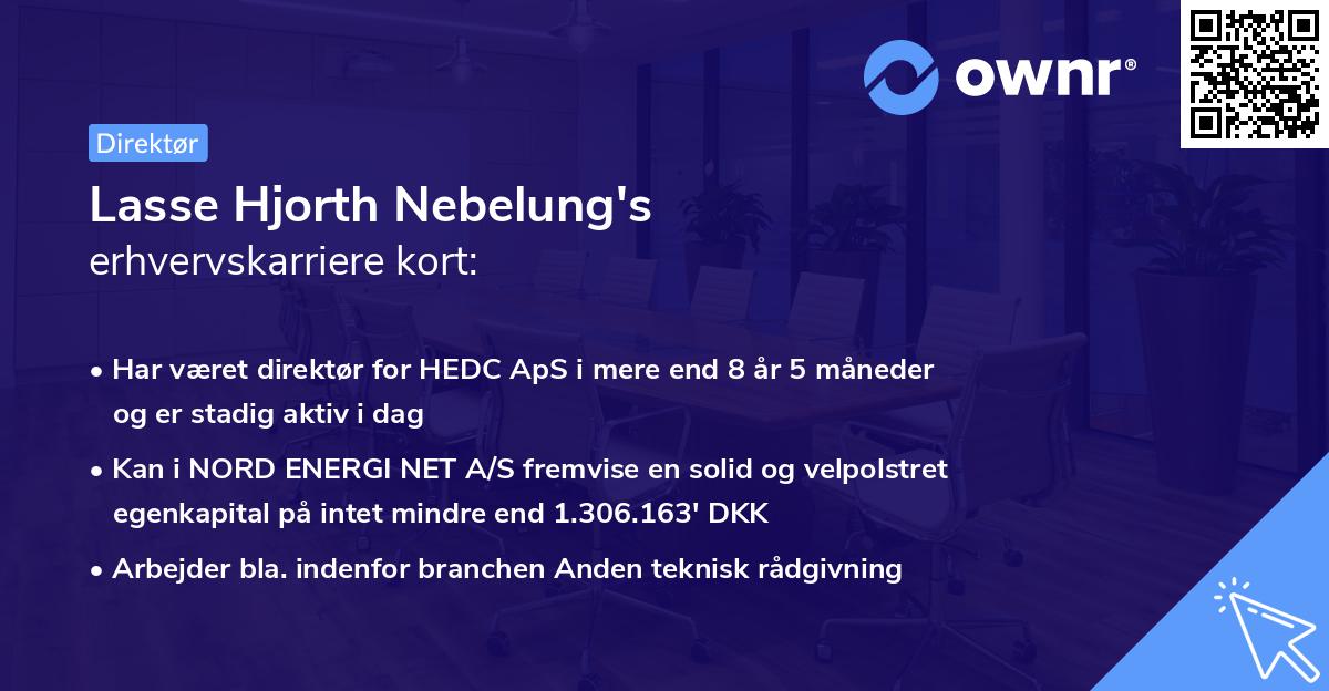 Lasse Hjorth Nebelung's erhvervskarriere kort