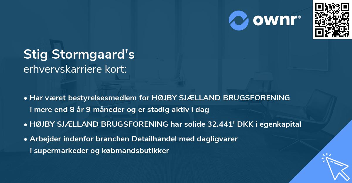 Stig Stormgaard's erhvervskarriere kort