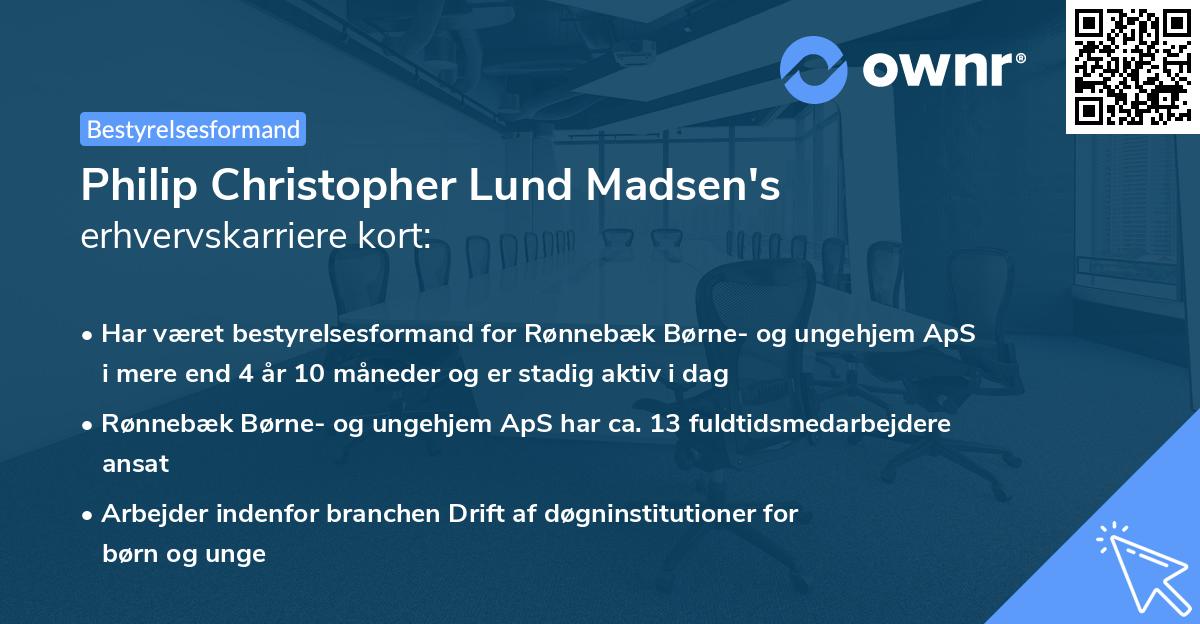 Philip Christopher Lund Madsen's erhvervskarriere kort
