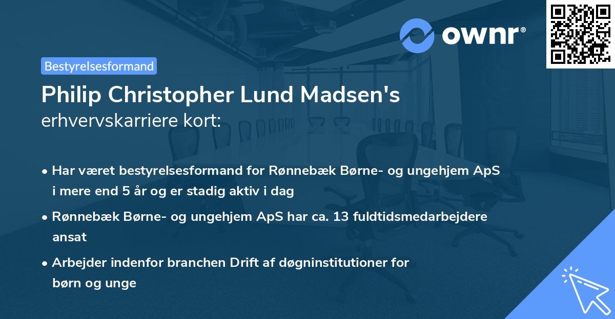 Philip Christopher Lund Madsen's erhvervskarriere kort