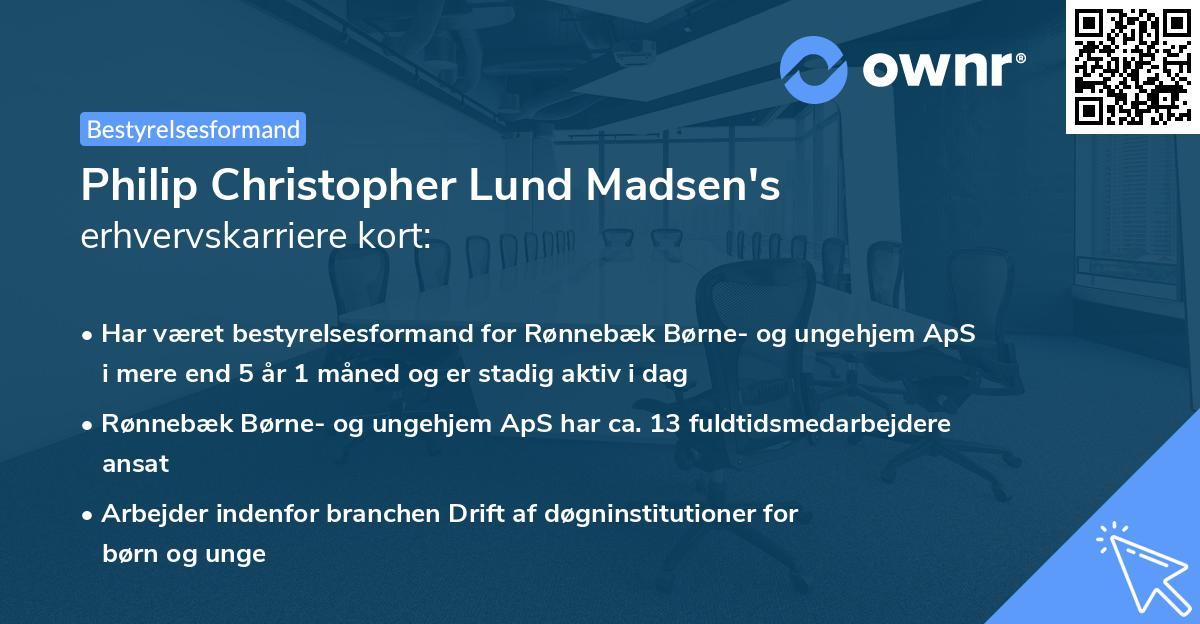 Philip Christopher Lund Madsen's erhvervskarriere kort