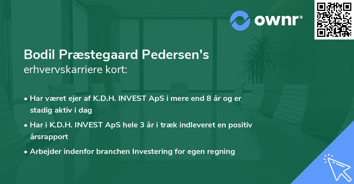 Bodil Præstegaard Pedersen's erhvervskarriere kort