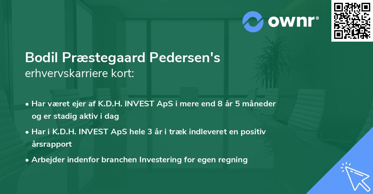 Bodil Præstegaard Pedersen's erhvervskarriere kort