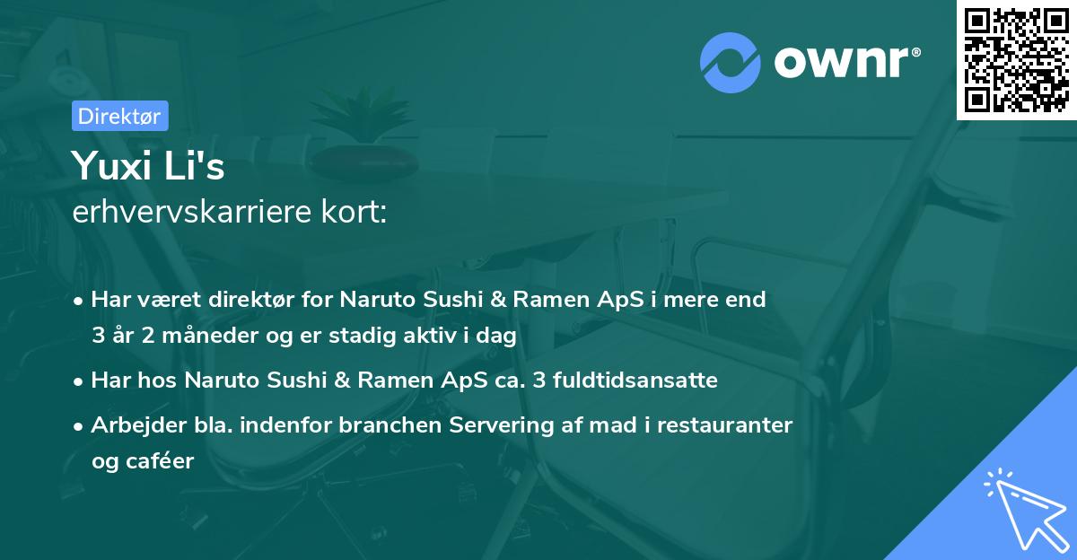 Yuxi Li's erhvervskarriere kort