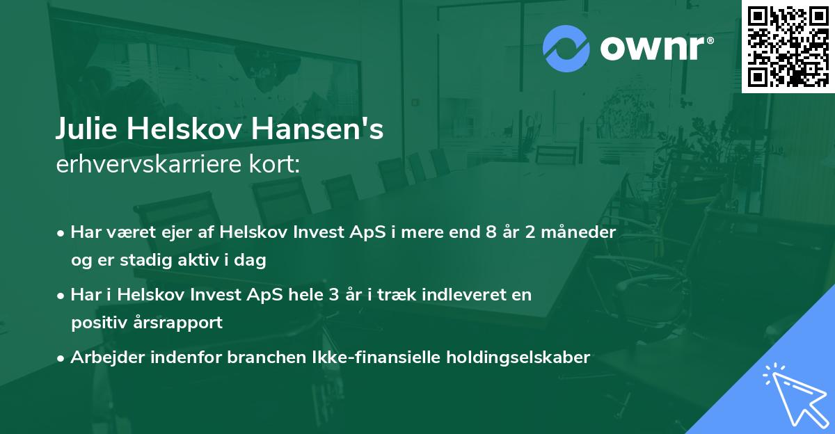 Julie Helskov Hansen's erhvervskarriere kort
