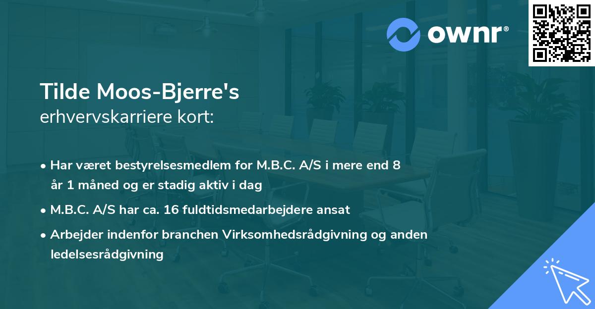 Tilde Moos-Bjerre's erhvervskarriere kort