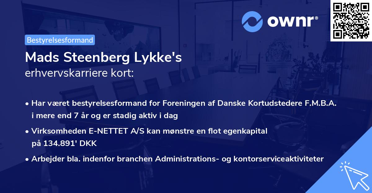 Mads Steenberg Lykke's erhvervskarriere kort