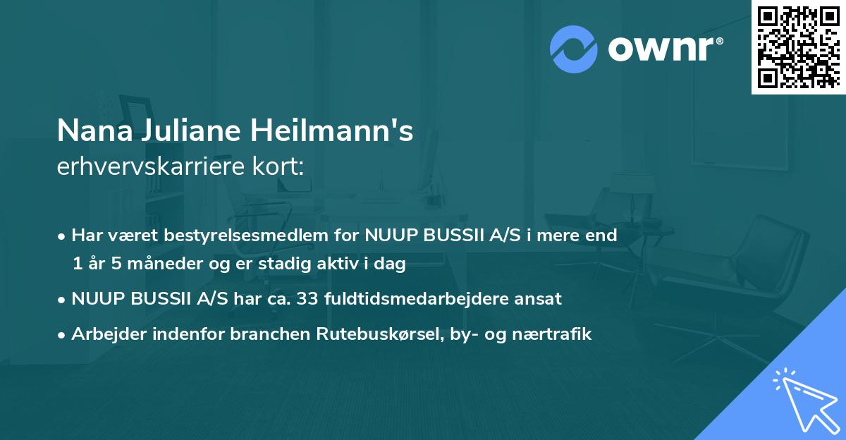 Nana Juliane Heilmann's erhvervskarriere kort