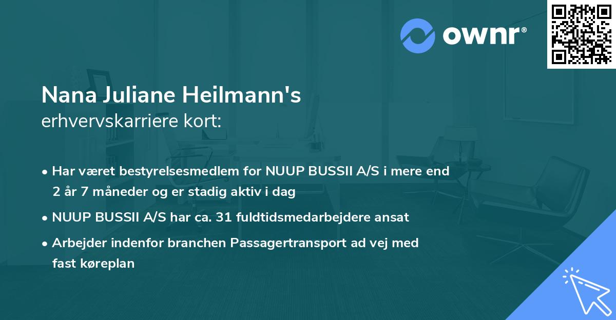 Nana Juliane Heilmann's erhvervskarriere kort