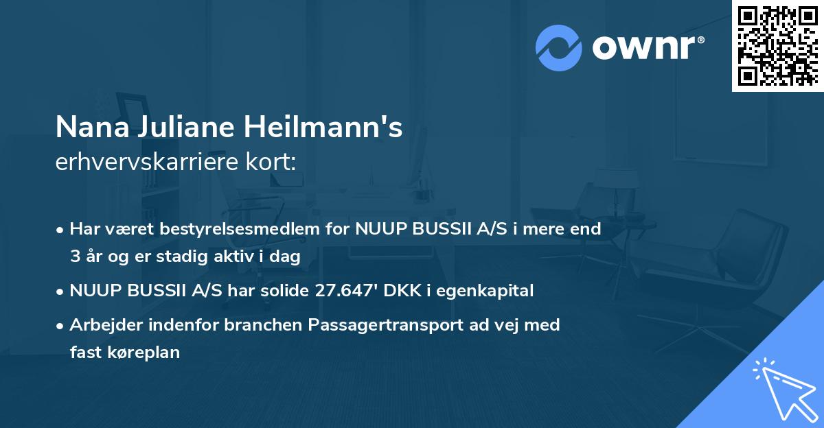 Nana Juliane Heilmann's erhvervskarriere kort