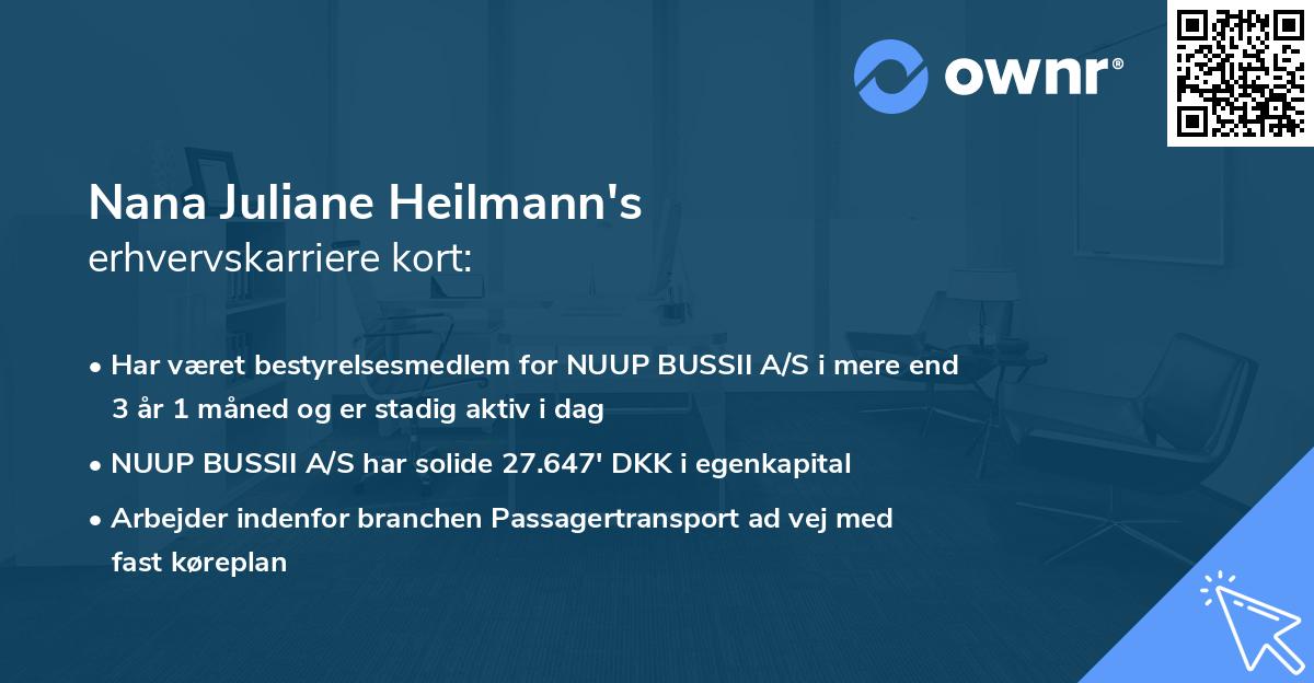 Nana Juliane Heilmann's erhvervskarriere kort