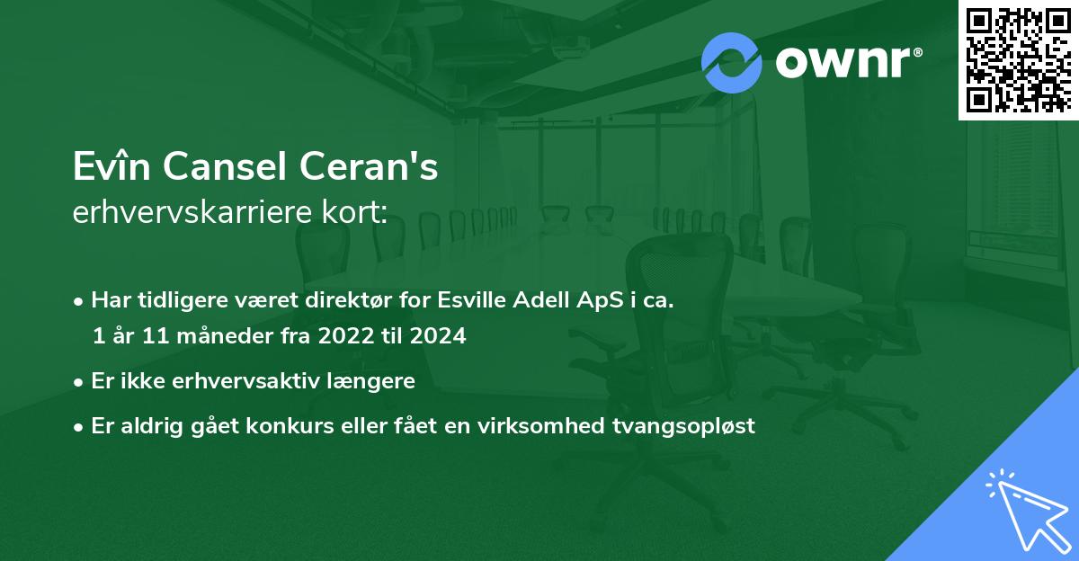 Evîn Cansel Ceran's erhvervskarriere kort