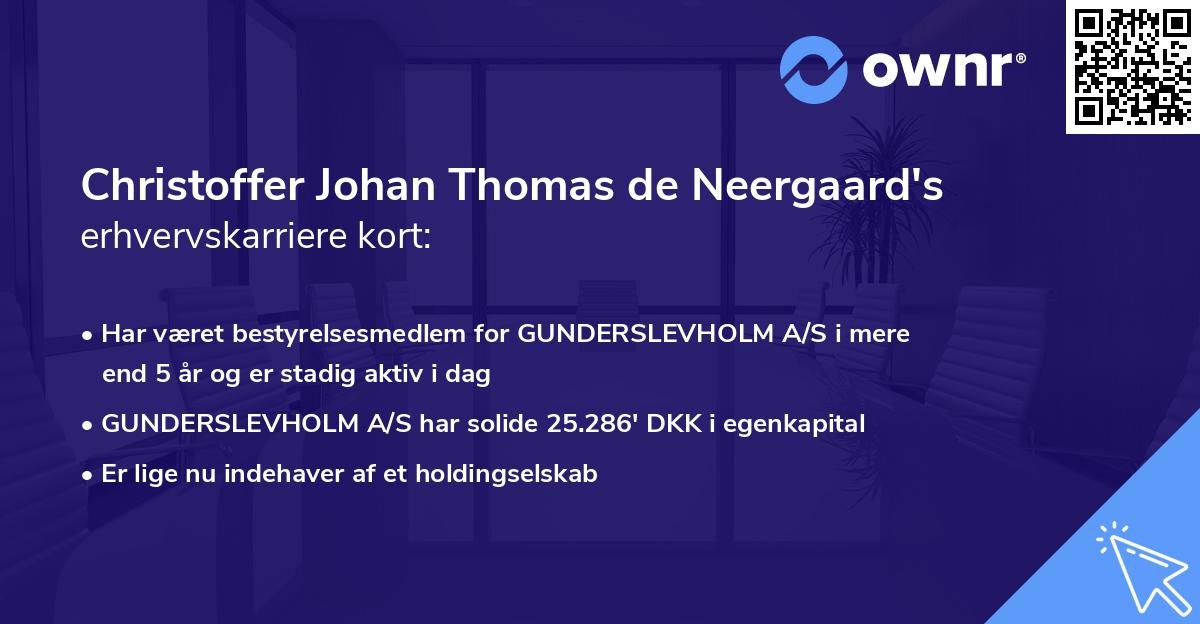 Christoffer Johan Thomas de Neergaard's erhvervskarriere kort