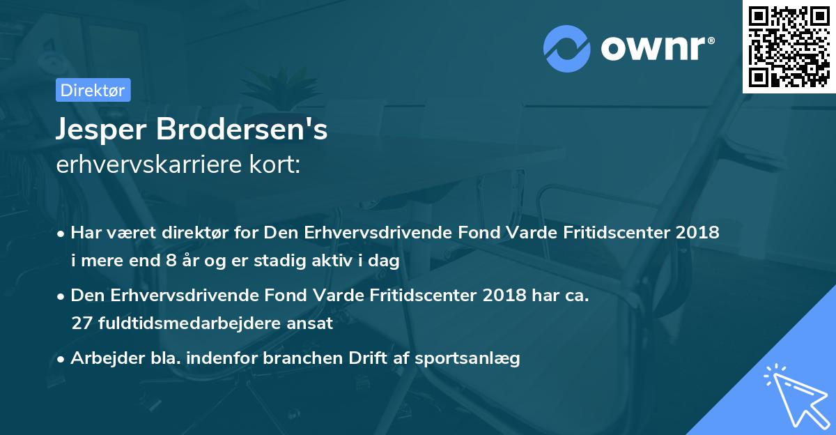 Jesper Brodersen's erhvervskarriere kort