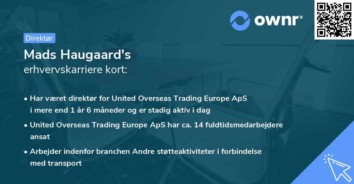 Mads Haugaard's erhvervskarriere kort