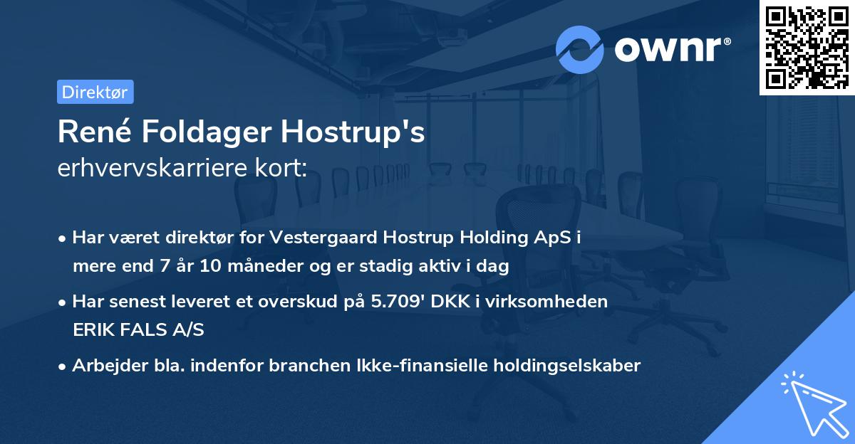 René Foldager Hostrup's erhvervskarriere kort