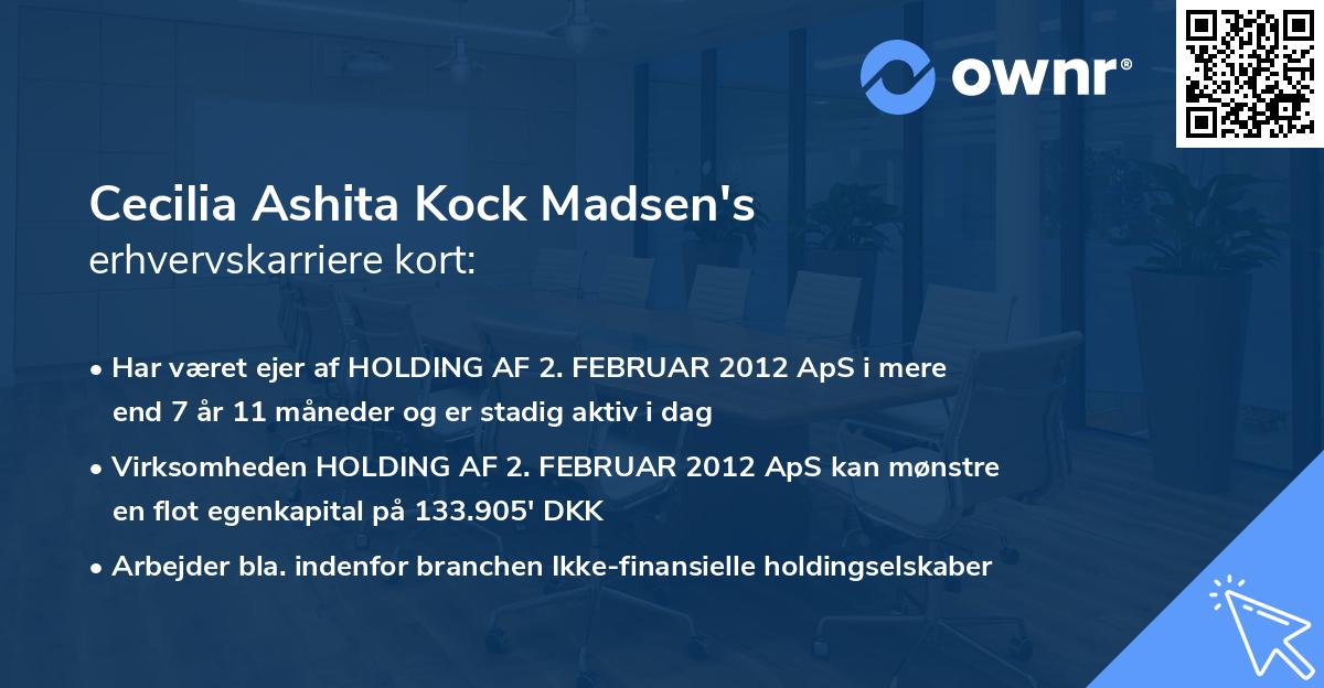 Cecilia Ashita Kock Madsen's erhvervskarriere kort