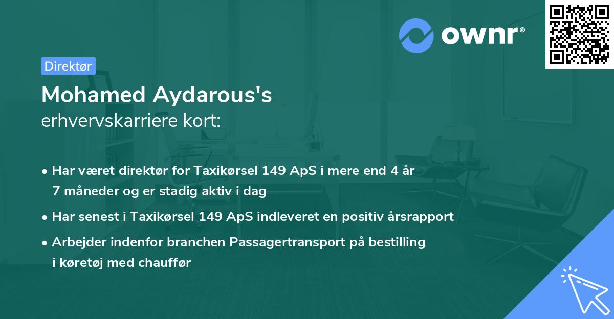 Mohamed Aydarous's erhvervskarriere kort